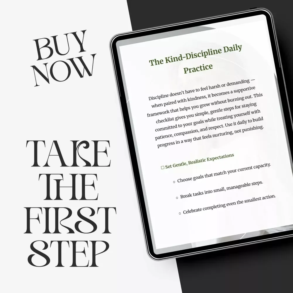 The Kind-Discipline Daily Practice | Printable Self-Growth Checklist for Gentle Productivity | Ways to Practice Discipline with Kindness