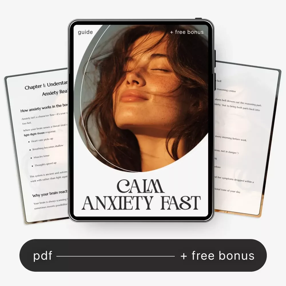 Calm Anxiety Fast – Digital Guide for How to Calm Anxiety | Instant Download Self-Help eBook, Breathing & Grounding Tools, AI Prompts for Overthinking, Mental Health Anxiety Relief Planner