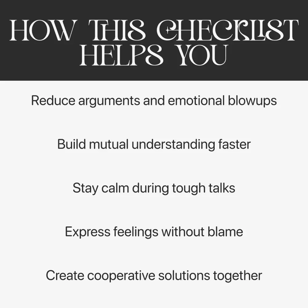 Get Them to Listen Without Sparking a Fight – Communication Checklist | How to Get Partner to Listen Without Arguing PDF