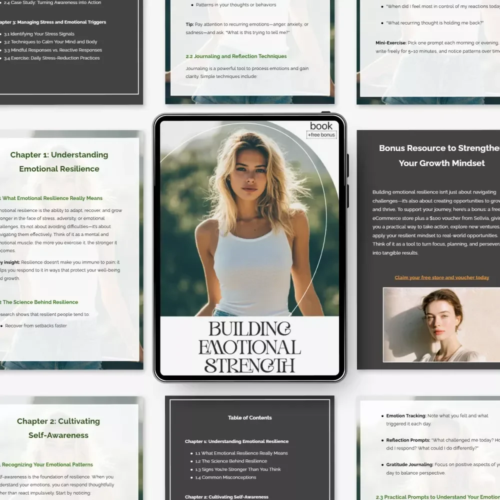 Building Emotional Strength | Emotional Resilience Ebook for Personal Growth, Mindset Shifts & Self-Awareness | how to build emotional resilience Guide