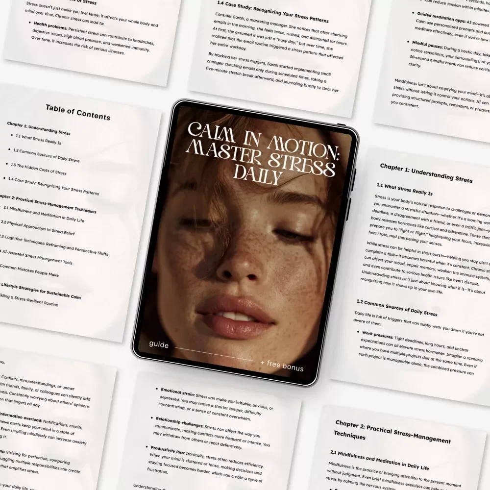 Calm in Motion: Master Stress Daily | How to Manage Stress in Daily Life | Mindfulness & AI-Powered Stress Relief Guide | Digital Download for Inner Balance & Focus