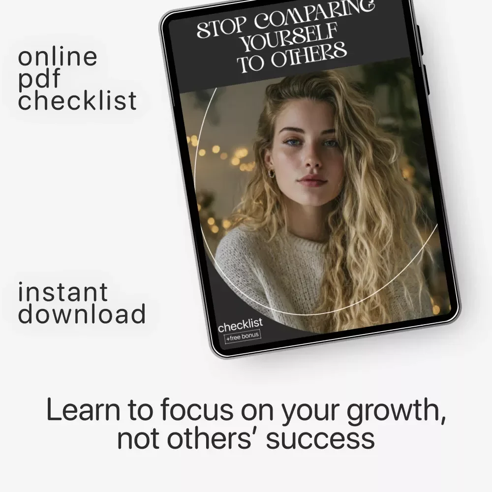 Stop Comparing Yourself to Others | Digital Self-Reflection Checklist | Learn how to stop comparing yourself to others | Printable Mindset and Growth Tool for Confidence and Clarity
