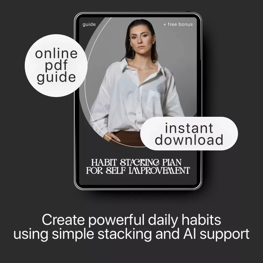 Habit Stacking Plan for Self Improvement | Digital Guide for Daily Routines, Productivity, Mindset & Lifestyle Change | Printable eBook Download