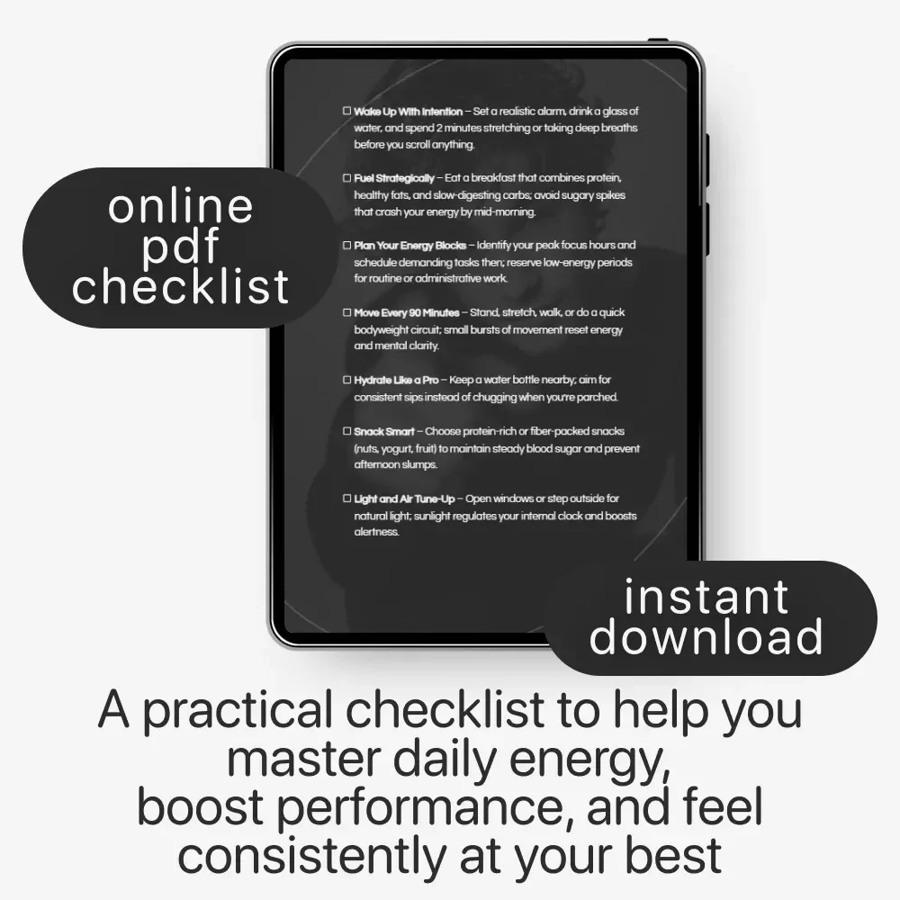 The Energy Management Checklist for Peak Performance | Digital Download Checklist for Boosting Productivity, Focus & Daily Balance | how to manage my energy for peak performance Guide