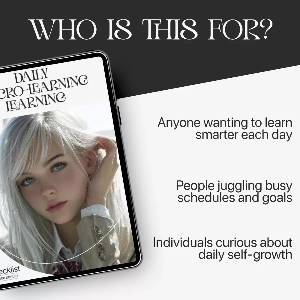 Daily Micro-Learning Checklist | Digital Download for Focused Skill Growth | Learn how to use micro-learning in daily life | Printable Study and Productivity Tool for Lifelong Learners