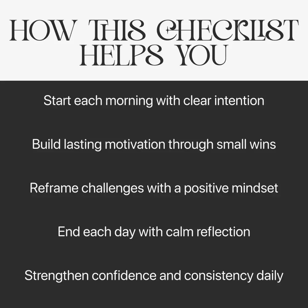 Boost Your Motivation: Daily Mindset Checklist | Motivation and Mindset Tips | Digital Self-Improvement Planner | Instant Download