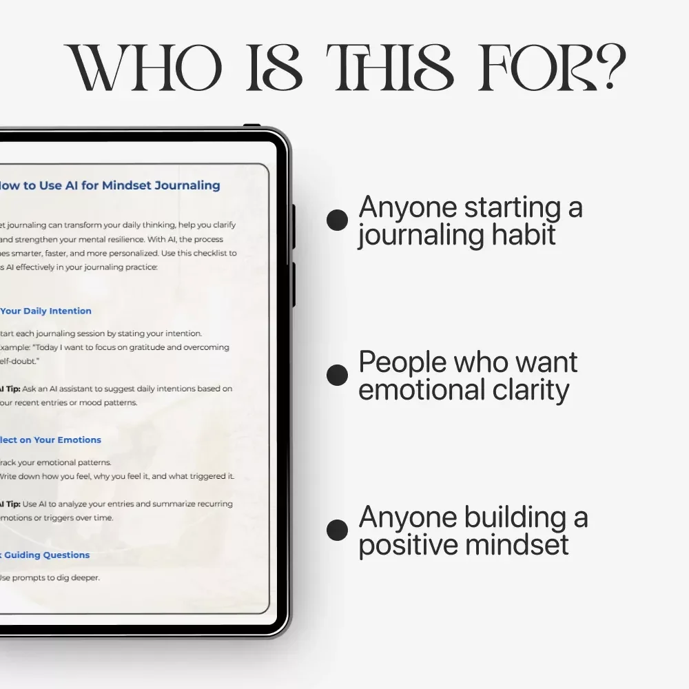 How to Use AI for Mindset Journaling – Digital Checklist for Personal Growth, Self-Reflection & Mental Clarity | how to use ai for mindset journaling