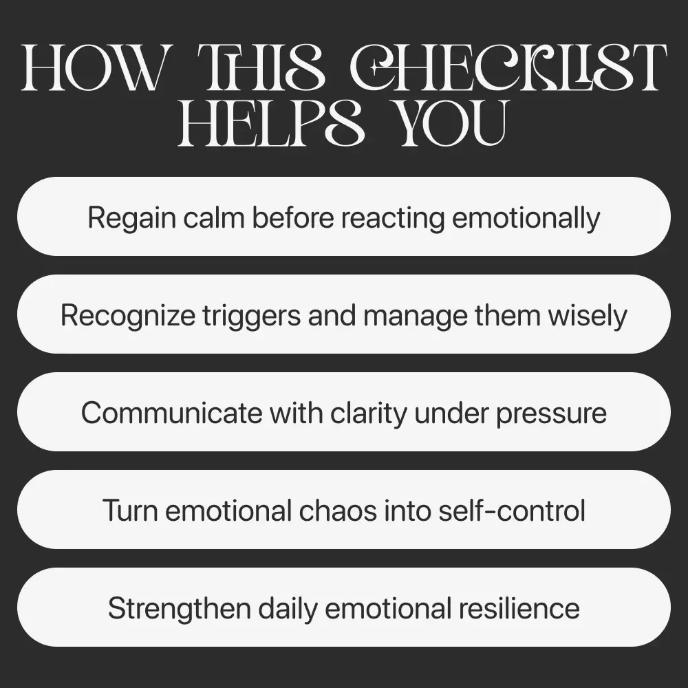 How to Stop Overreacting | Emotional Control Checklist | Printable Guide for Calm Responses and Mindful Reactions | Digital Download for Self-Improvement and Emotional Intelligence