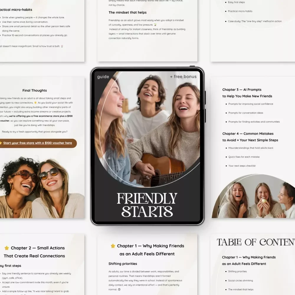 Friendly Starts — Adult Friendship Guide | Make New Friends | Social Confidence Workbook | Digital Download