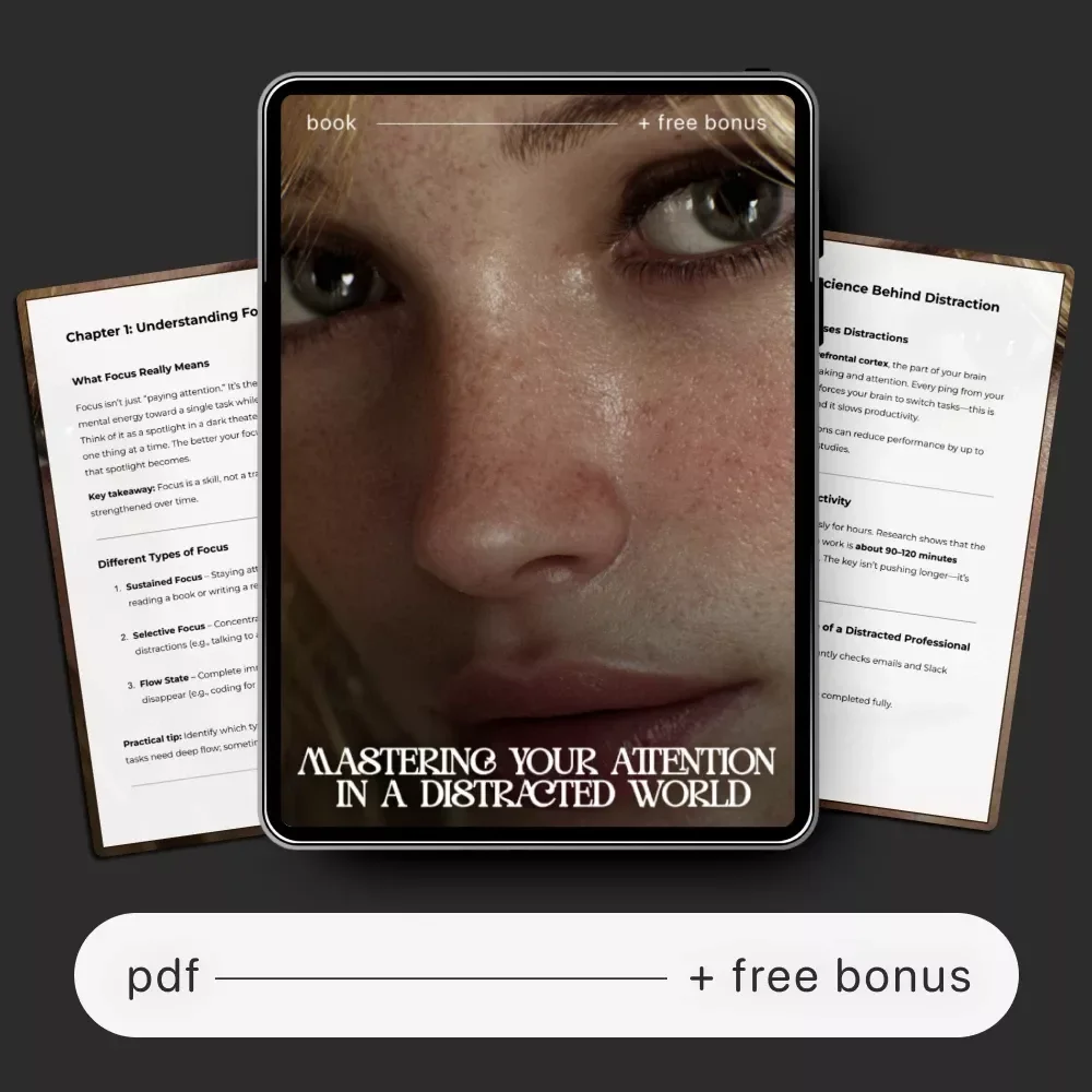 Mastering Your Attention in a Distracted World | How to Improve Focus eBook | Productivity Guide for Deep Work, Attention Training & Distraction Control