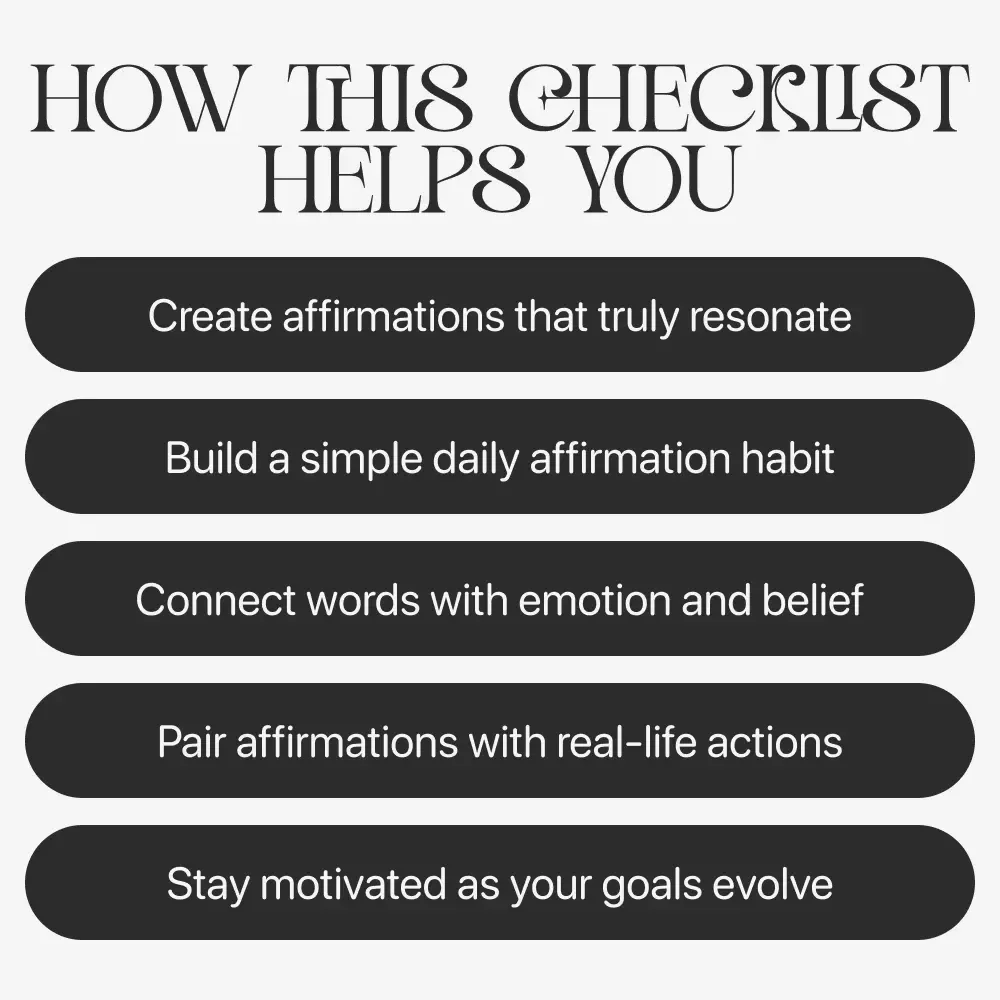 Your Daily Affirmation Gameplan | Digital Checklist for Mindset Growth | Learn How to Use Affirmations That Actually Work
