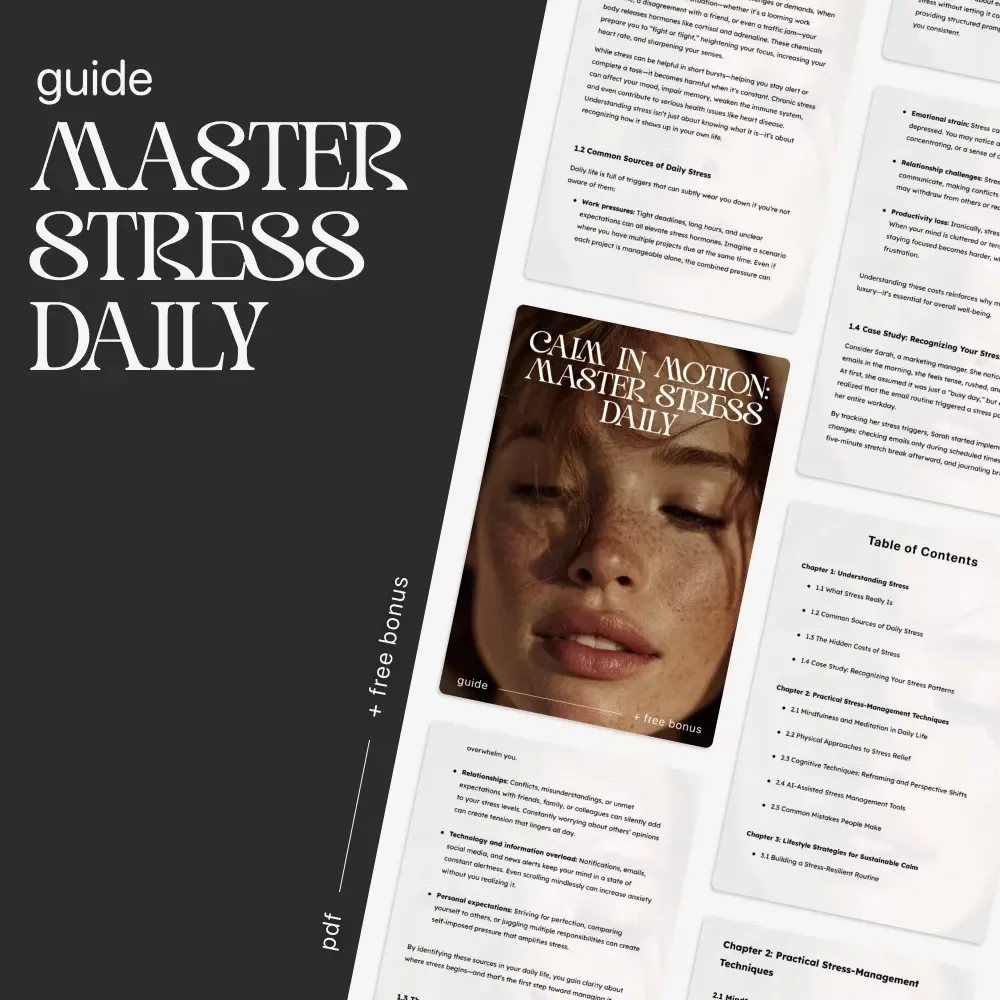Calm in Motion: Master Stress Daily | How to Manage Stress in Daily Life | Mindfulness & AI-Powered Stress Relief Guide | Digital Download for Inner Balance & Focus