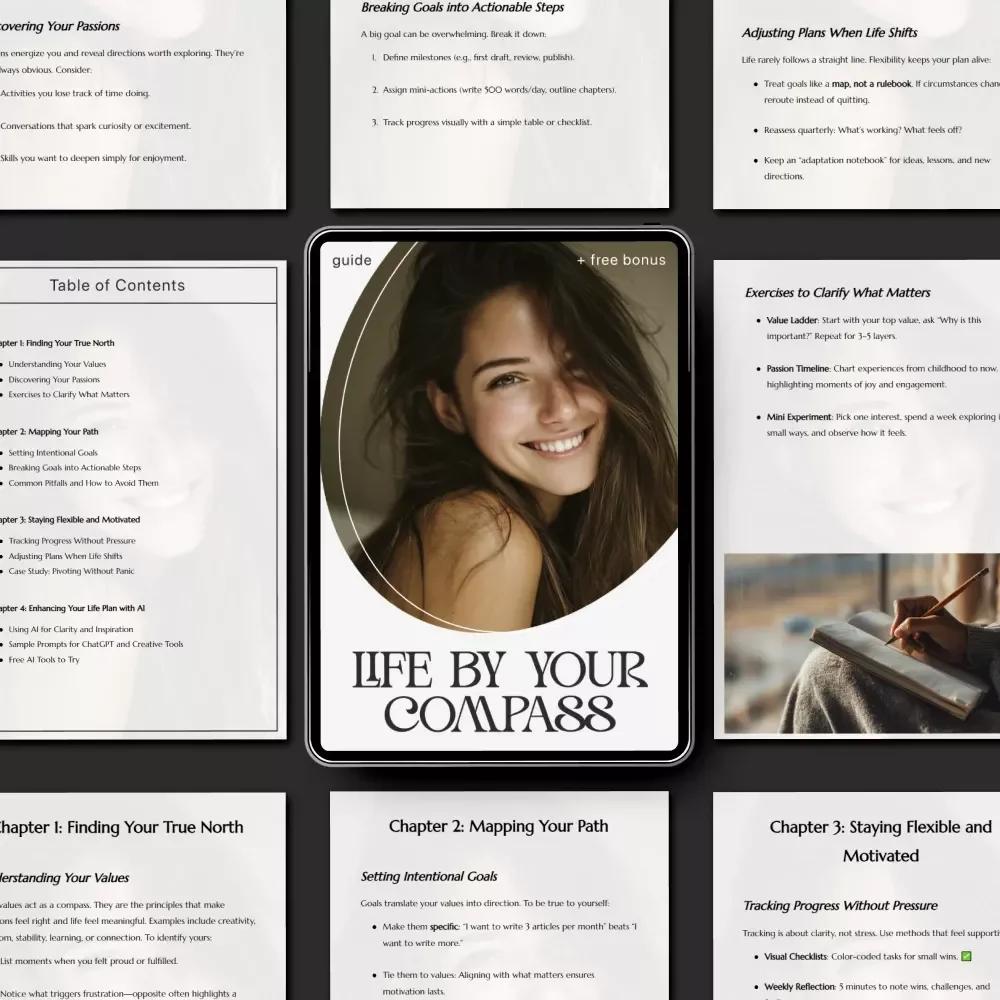 Life by Your Compass | Digital Life Planning Guide | Learn how to make a life plan that feels true to you | Printable Self-Discovery and Goal-Setting Workbook