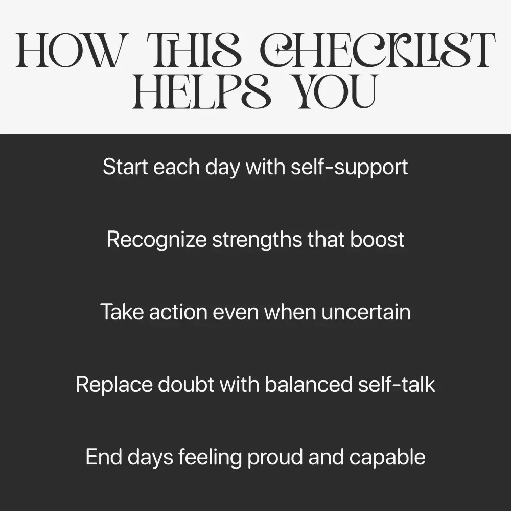 The Daily Self-Belief Strengthener | Confidence & Mindset Printable Checklist | How to Strengthen Self-Belief Every Day
