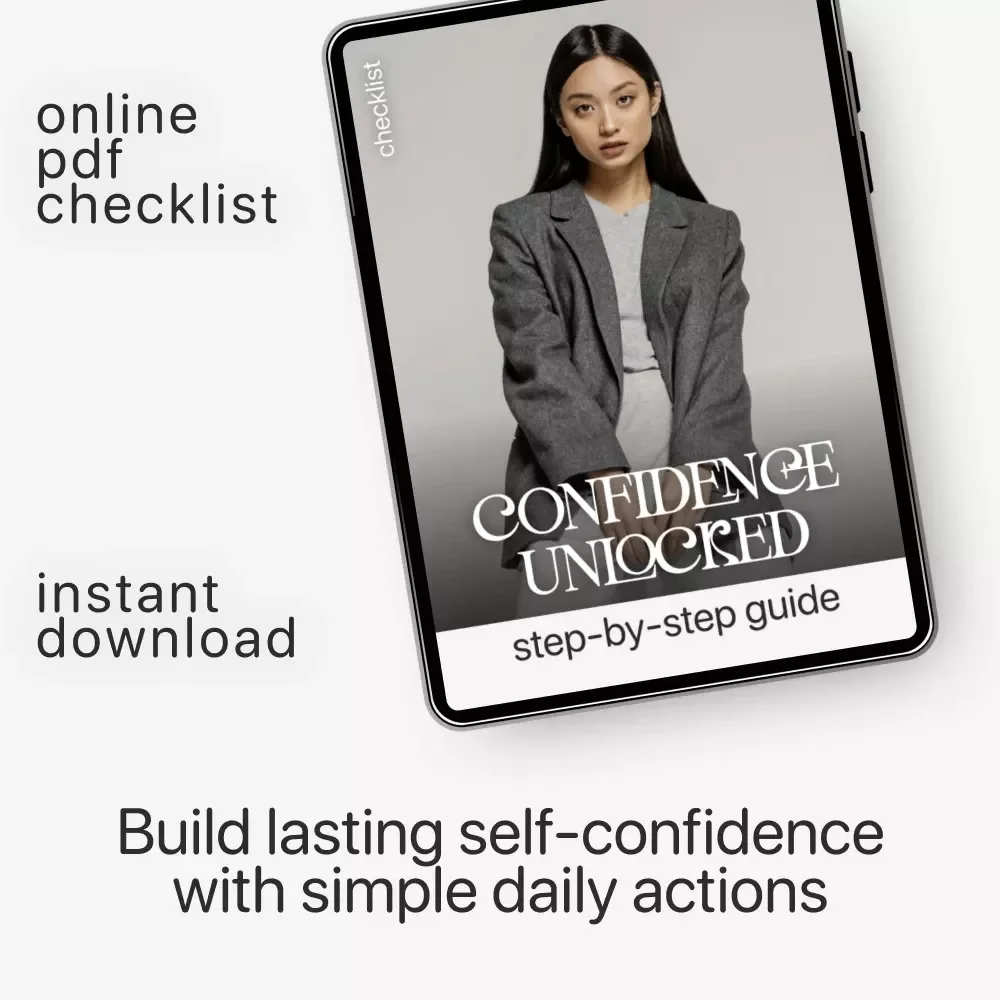 Confidence Unlocked: Step-by-Step Guide | How to Build Self-Confidence Step by Step | Printable Self-Growth Checklist for Motivation & Mindset | Digital Download