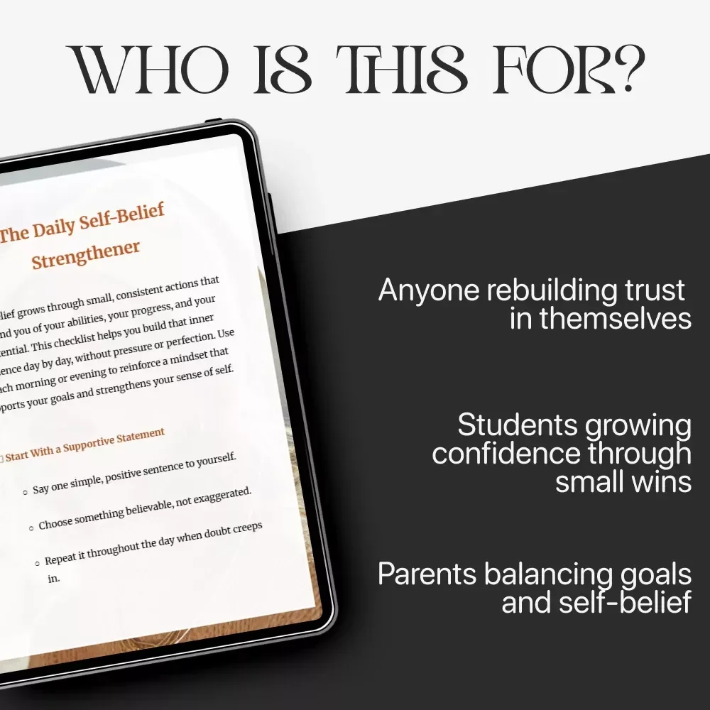 The Daily Self-Belief Strengthener | Confidence & Mindset Printable Checklist | How to Strengthen Self-Belief Every Day