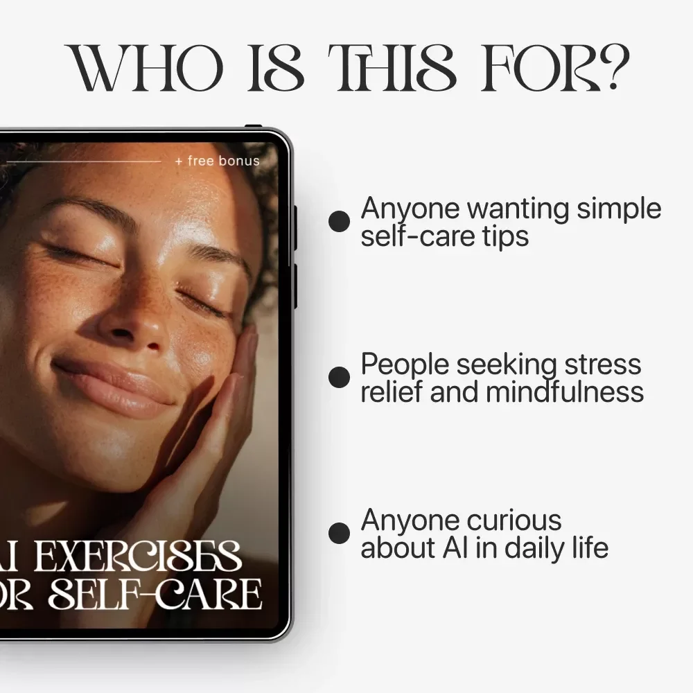 AI Exercises for Self-Care | Digital Guide for Mindfulness & Wellness | AI Exercises for Self-Care Routines, Stress Relief, Journaling Prompts, Mental Health Planner, Instant Download