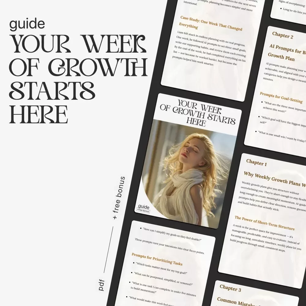 Your Week of Growth Starts Here | Guide with AI Prompts for Creating a Weekly Growth Plan and Building Focused Progress
