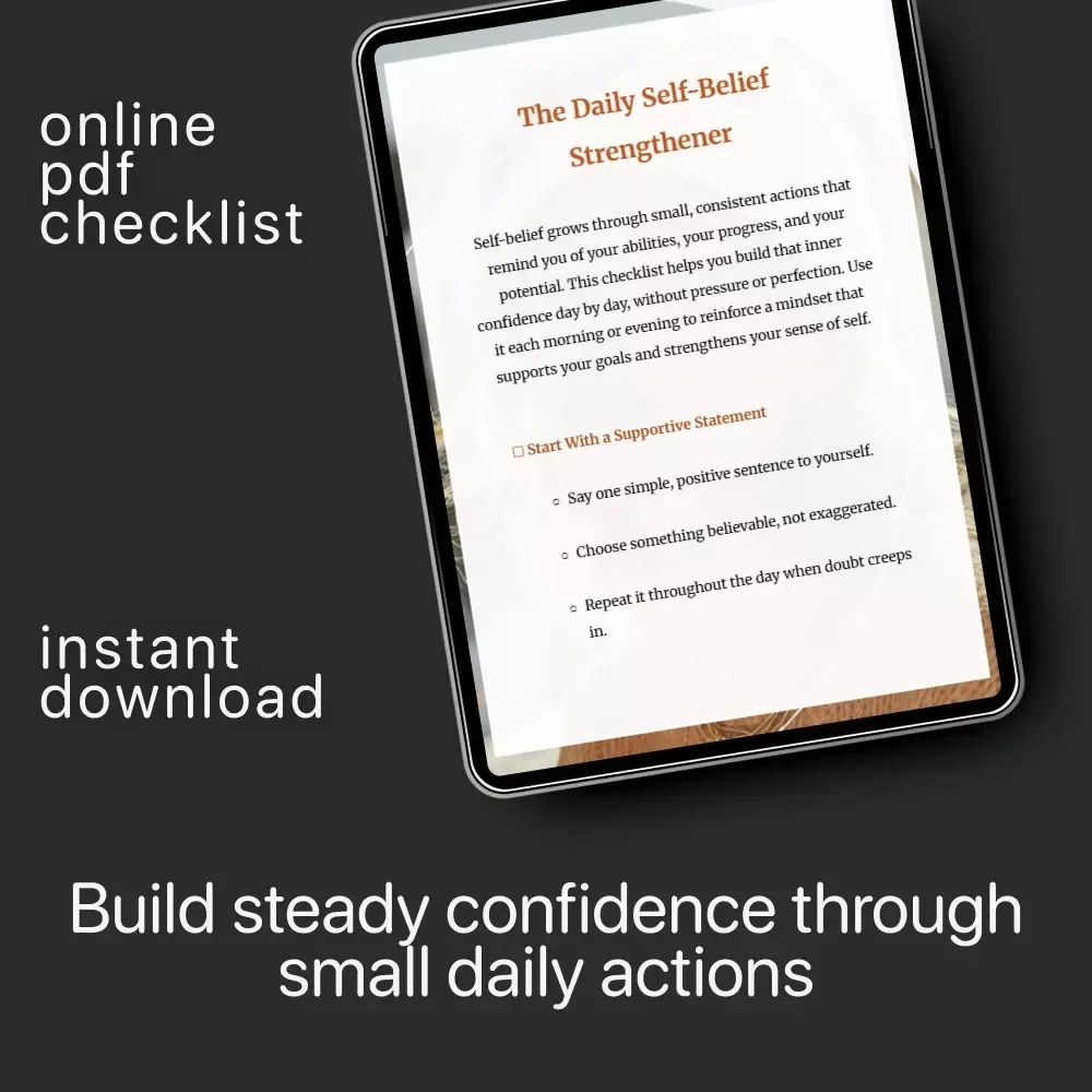 The Daily Self-Belief Strengthener | Confidence & Mindset Printable Checklist | How to Strengthen Self-Belief Every Day