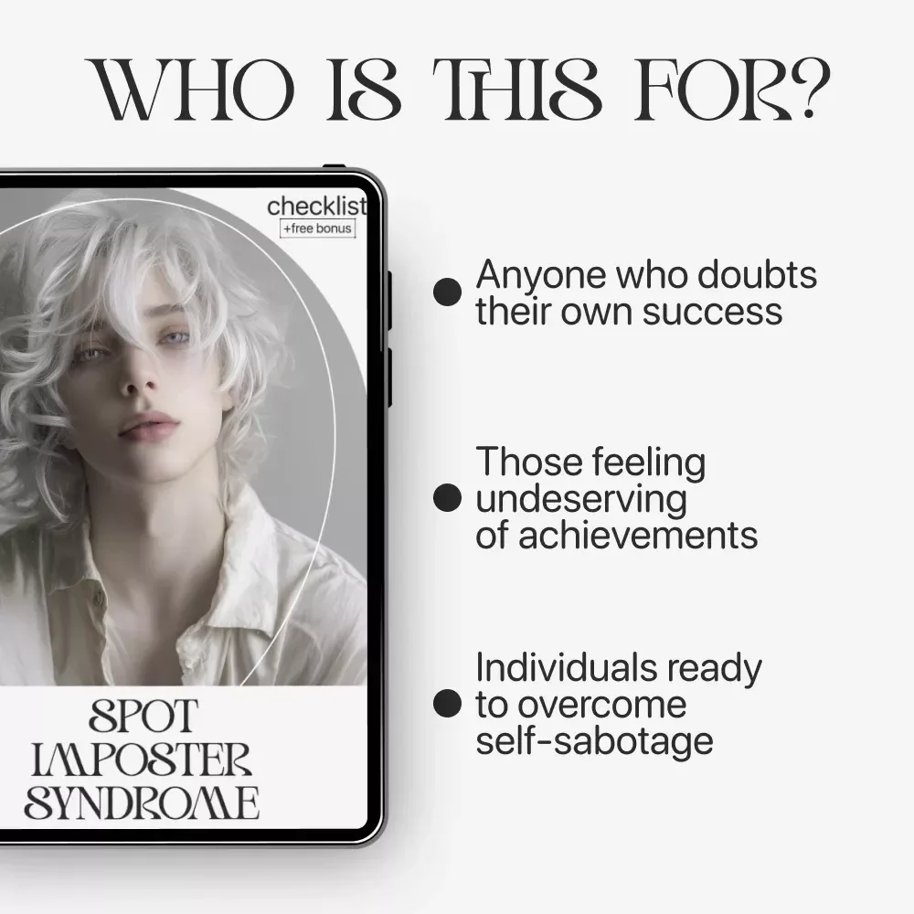 Spot Imposter Syndrome | Digital Self-Awareness Checklist | Learn how to tell if it’s imposter syndrome | Printable Mental Wellness and Confidence Tool
