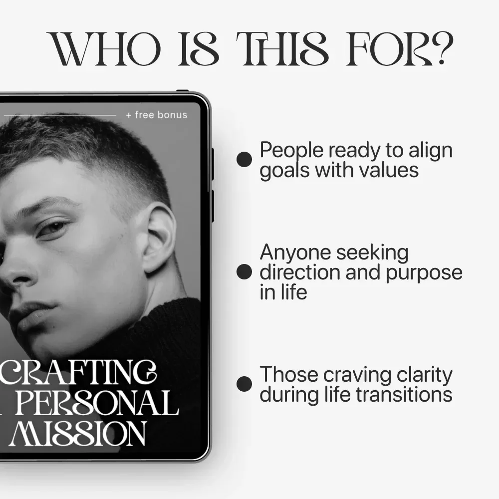 Crafting a Personal Mission | Digital Life Purpose Guide | Learn how to create a personal mission | Printable Workbook for Self-Discovery and Direction