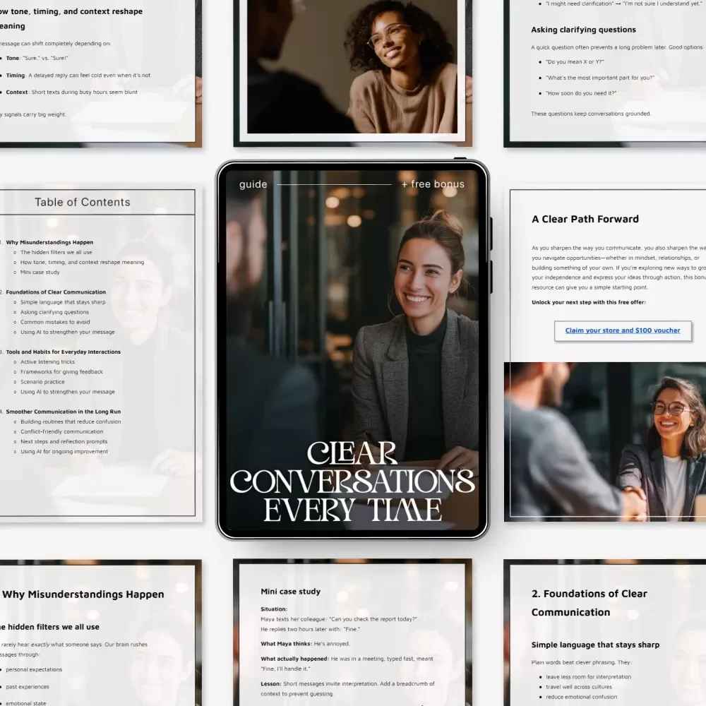 Clear Conversations Every Time – Guide to Ways to Communicate Without Misunderstandings, Communication Skills Workbook, Conflict Resolution, Digital Download for Work & Relationships
