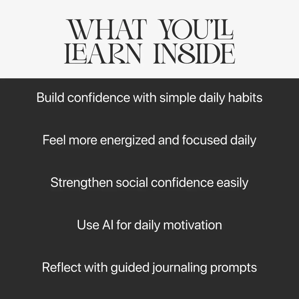 Build Confidence with Daily Habits | Daily Routine for Self Confidence Guide | Printable Self-Confidence Planner & Mindset Workbook
