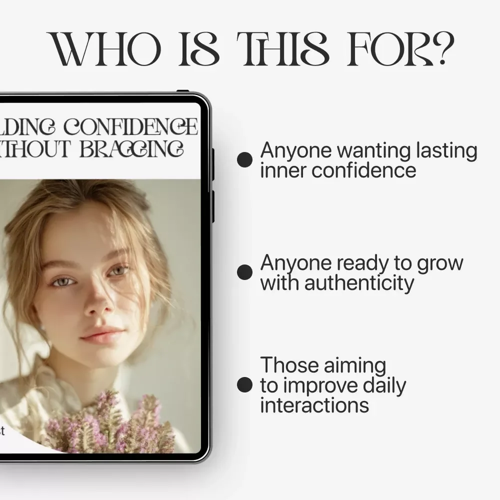 Building Confidence Without Bragging | Digital Checklist for Self-Growth and Emotional Intelligence | Learn how to build confidence without bragging | Printable Guide for Daily Confidence Habits