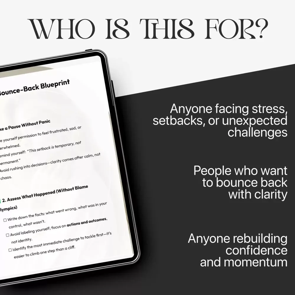 Bounce-Back Blueprint | Printable Checklist for Recovery, Resilience & How to Bounce Back from a Major Setback | Digital Download