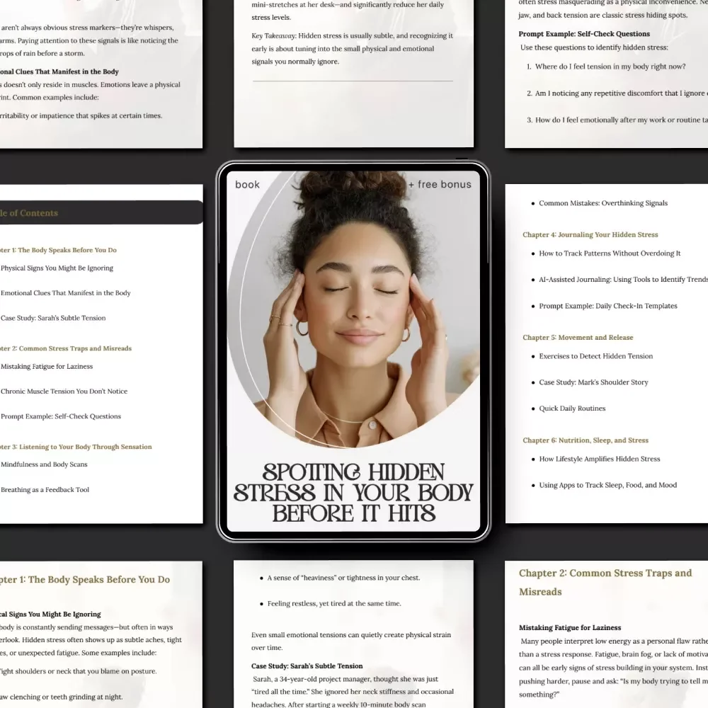 Spotting Hidden Stress in Your Body Before It Hits | Wellness eBook for Mind-Body Awareness | Learn how to notice hidden stress in my body | Digital Download for Calm, Health, and Self-Awareness