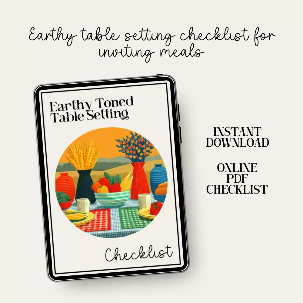 Earthy Toned Table Setting Checklist | Digital Download for Cozy, Natural, and Rustic Table Decor Ideas