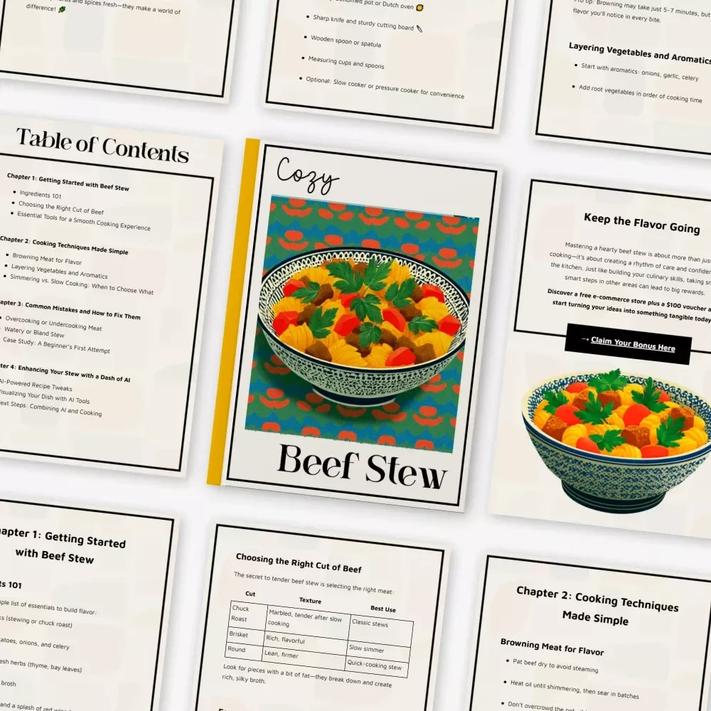 Cozy Beef Stew | Comfort Food Cooking Guide | Step-by-Step beef stew recipe eBook | Beginner Friendly Stew Mastery Download