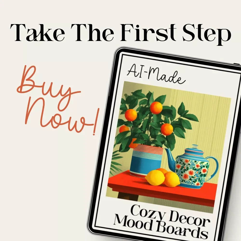 AI-Made Cozy Decor Mood Boards Checklist | how to use AI to generate cozy table decor mood boards | Digital Download for Tablescapes & Interior Styling