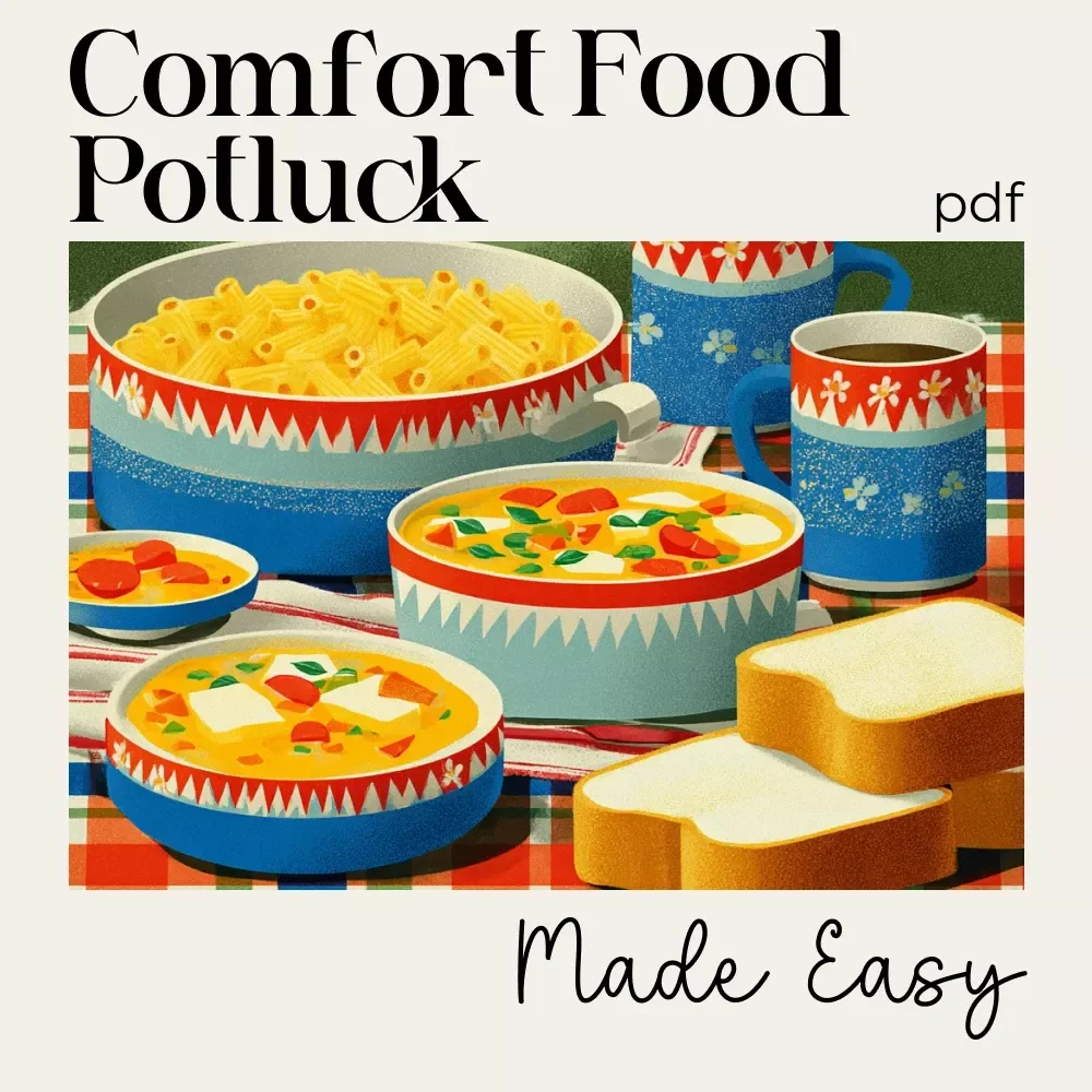 Cozy Comfort Food Potluck Made Easy | Digital Potluck Guide & Checklist | Comfort Food Potluck Planning eBook for Stress-Free Cozy Gatherings