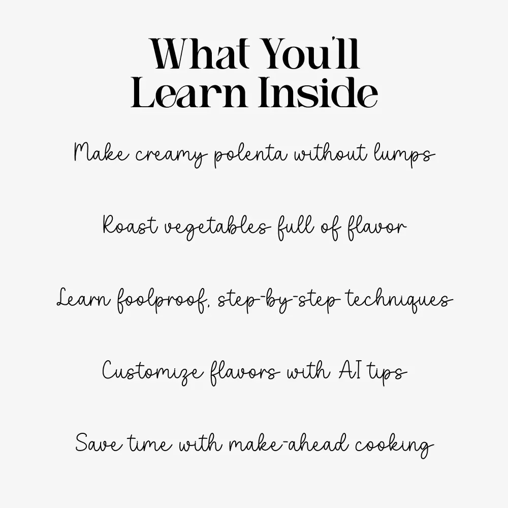 Creamy Cheesy Polenta with Roasted Vegetables – Cozy Dinner Guide & Creamy Cheesy Polenta with Roasted Vegetables Recipe Digital Download