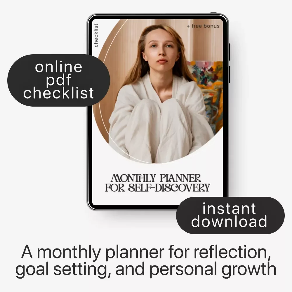 Monthly Planner for Self-Discovery | Printable Monthly Planner for Self Discovery Checklist for Personal Growth & Mindfulness