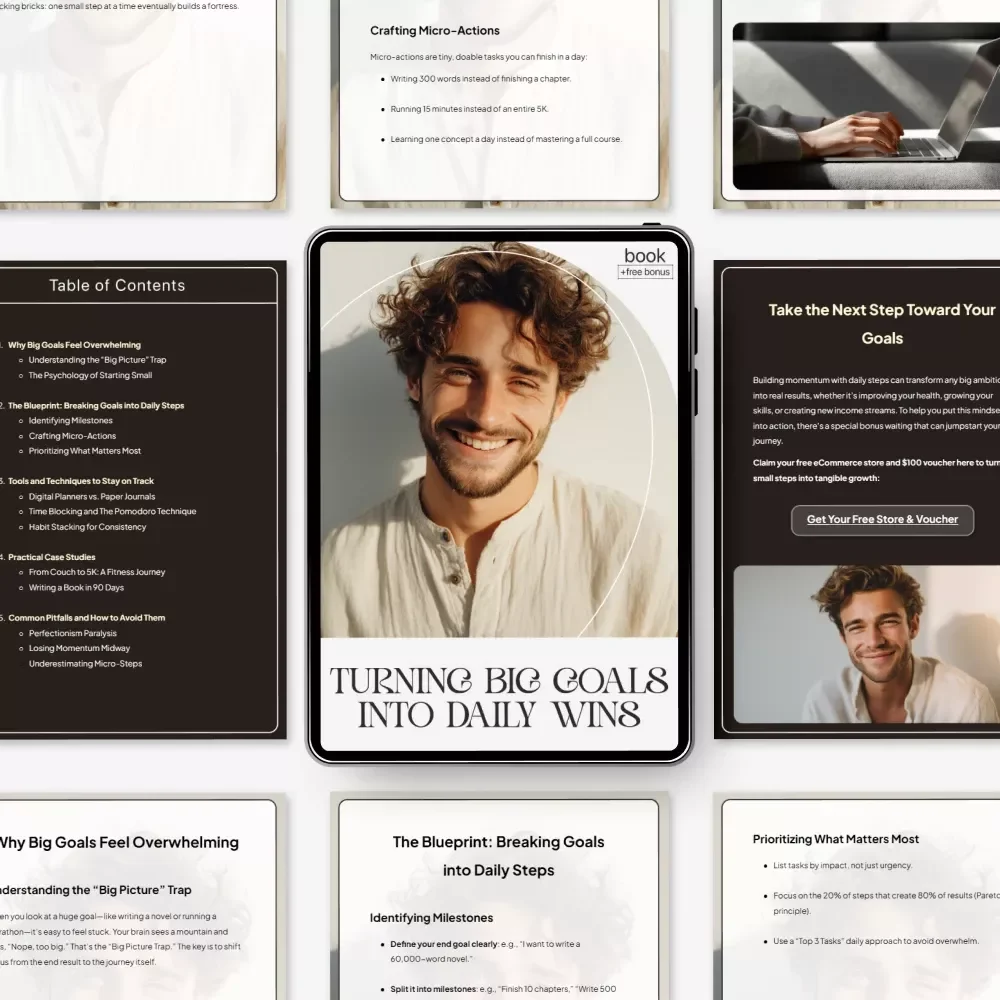 Turning Big Goals into Daily Wins | Goal-Setting Guide | How to Break Big Goals into Daily Steps | Digital Download for Productivity, Habits & Focus