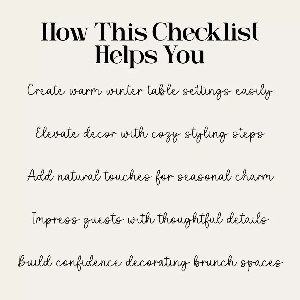Frost-Kissed Brunch – Cozy Winter Brunch Table Checklist | Printable Guide for How to Decorate a Cozy Table for a Winter Brunch