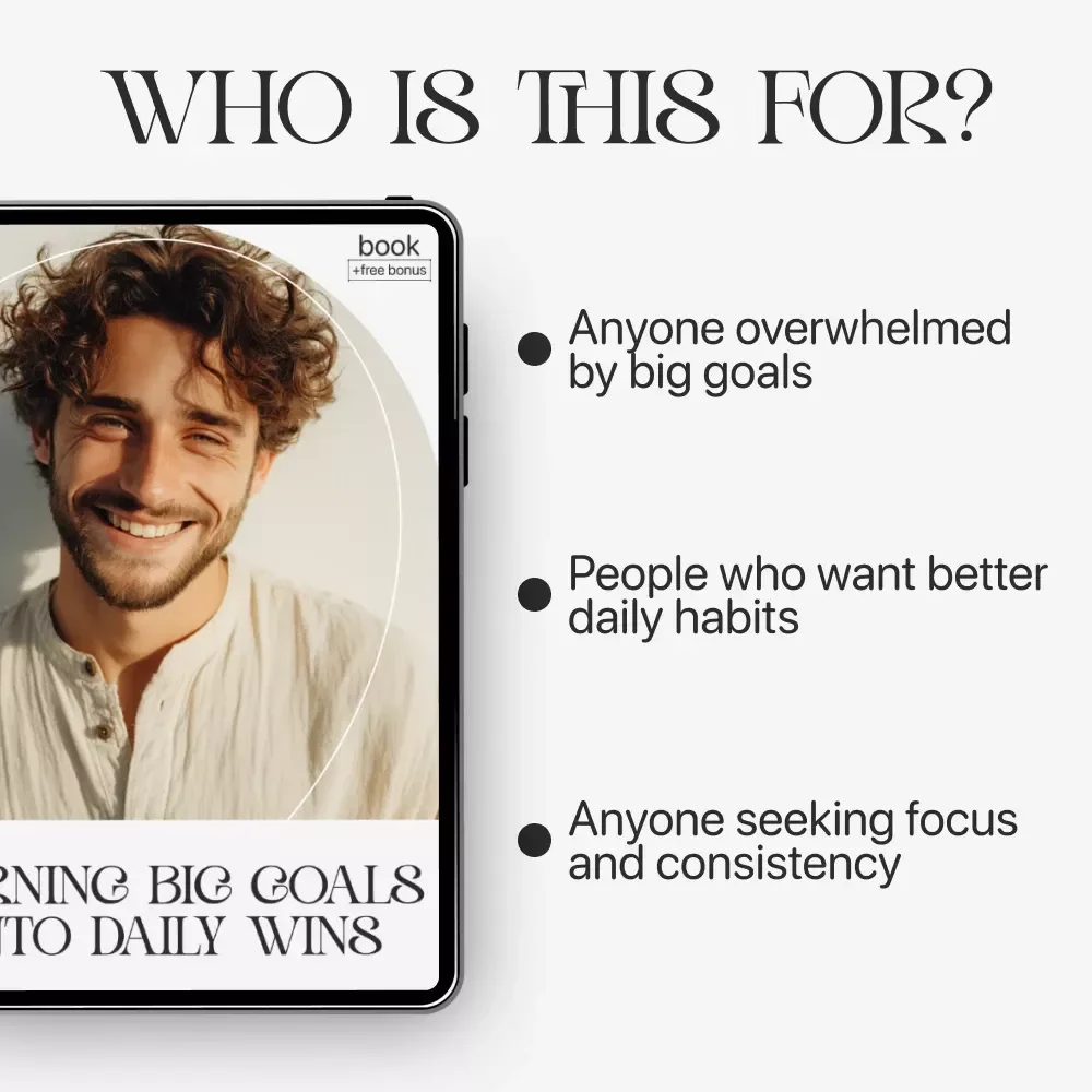 Turning Big Goals into Daily Wins | Goal-Setting Guide | How to Break Big Goals into Daily Steps | Digital Download for Productivity, Habits & Focus