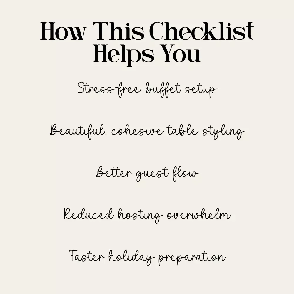 Cozy Holiday Buffet Table Checklist | How to Design a Cozy Buffet Table for Holiday Gatherings | Printable Entertaining Guide