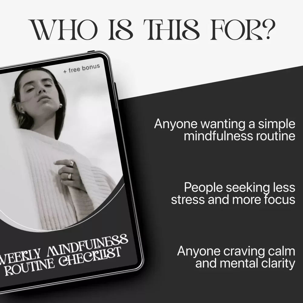 Weekly Mindfulness Routine Checklist | Simple Weekly Mindfulness Routine Planner | Printable + Digital Self Care Tool
