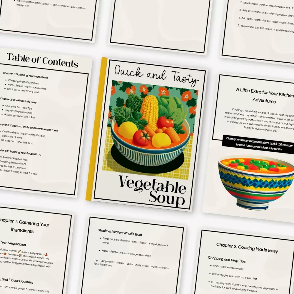 Quick and Tasty Vegetable Soup – Easy Vegetable Soup Recipe Guide, Cozy Meal Planner, Beginner-Friendly Cooking eBook, AI Cooking Inspiration