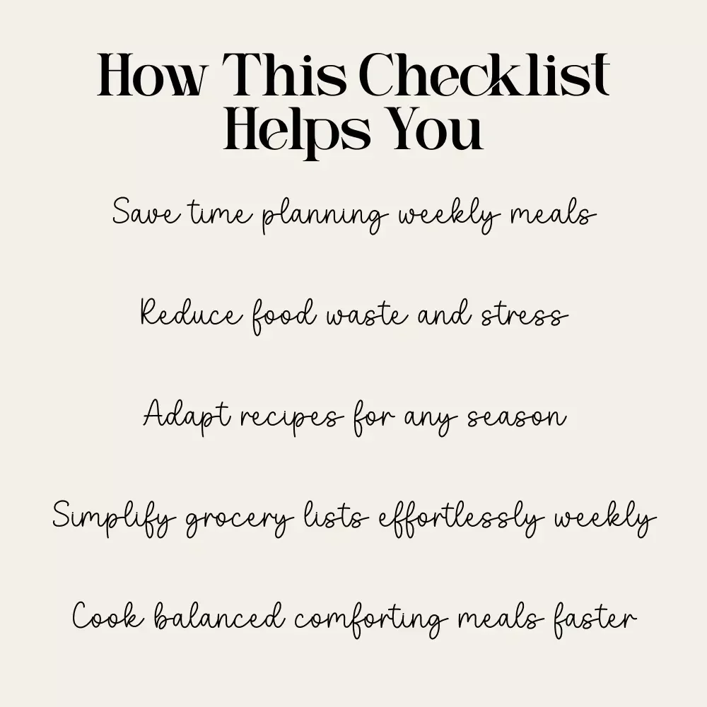 Seasonal Comfort Meal Rotation Checklist – Digital Meal Planner, Printable Kitchen Guide, How to Rotate Comfort Meals Through the Seasons