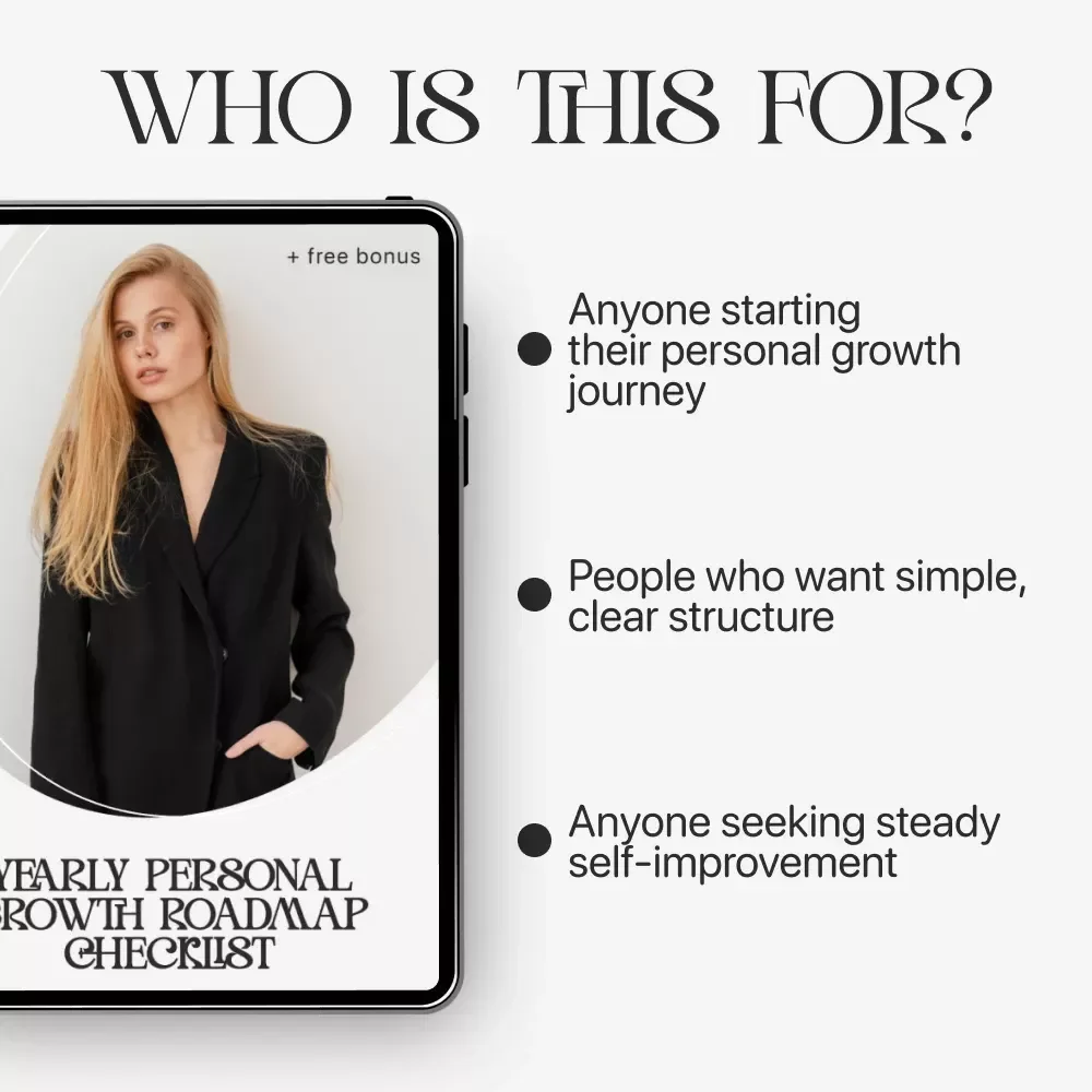 Yearly Personal Growth Roadmap Checklist | Printable Digital Planner & Goal Tracker | yearly personal growth roadmap Guide
