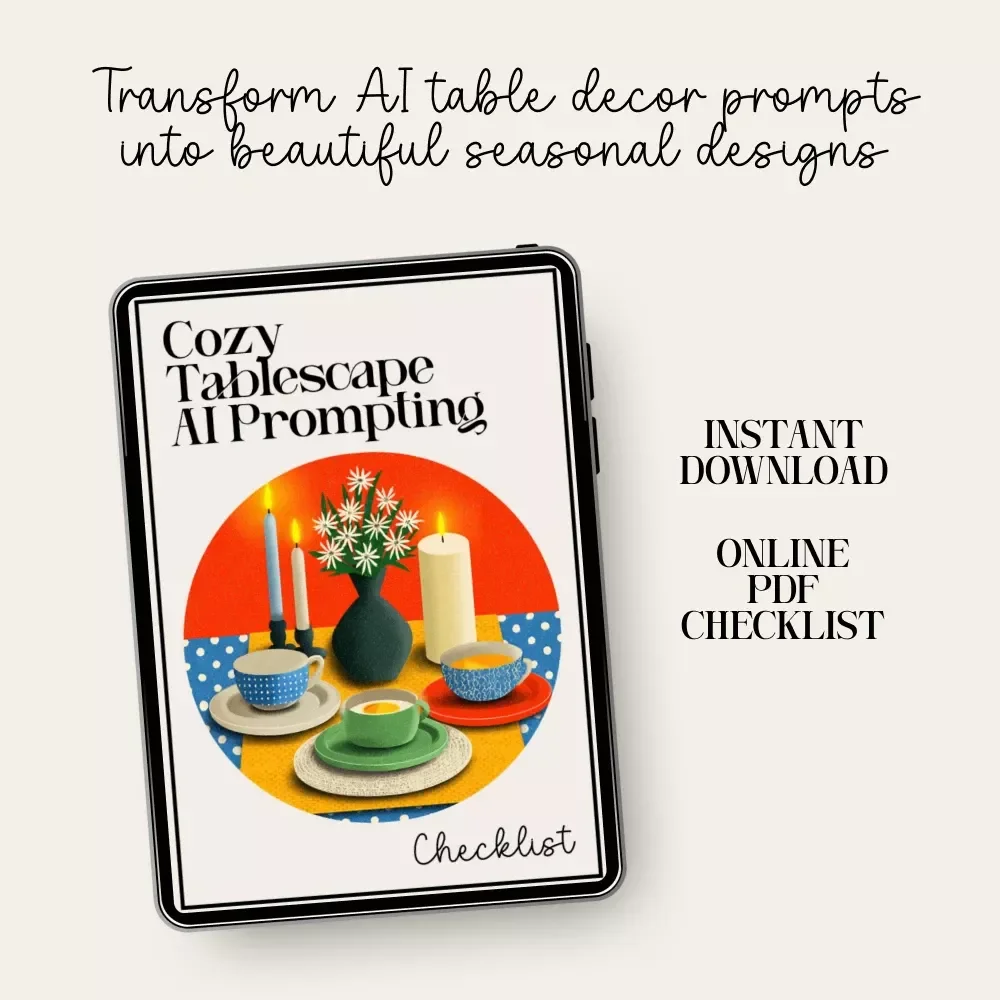 Cozy Tablescape AI Prompting Checklist | Seasonal Table Decor Prompt Guide | Digital Download for Stunning AI-Styled Table Settings