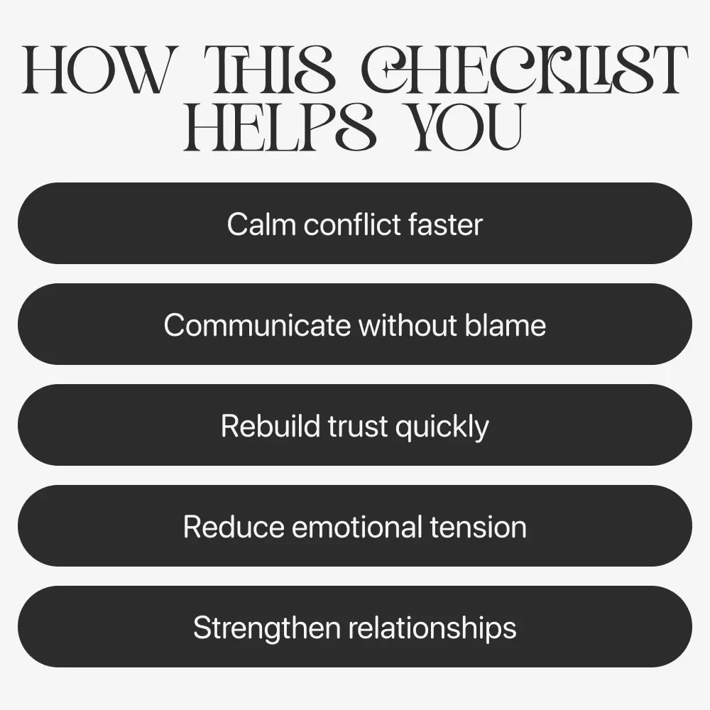10 Steps to Reconnect After a Fight | Ways to Reconnect After a Fight Digital Checklist for Couples, Communication & Relationship Reset