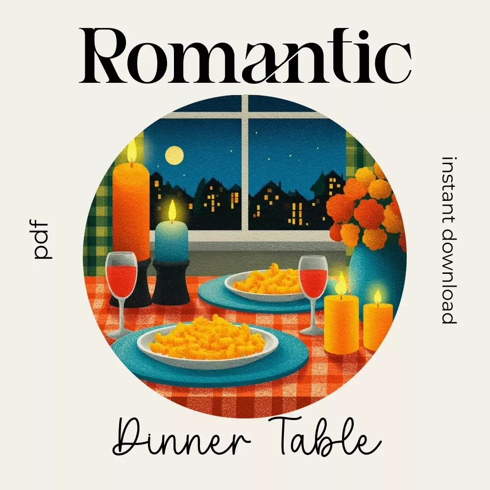 Your Cozy Romantic Dinner Table Checklist | Printable Digital Download for How to Style a Cozy Table for a Romantic Dinner, Lighting & Decor Ideas