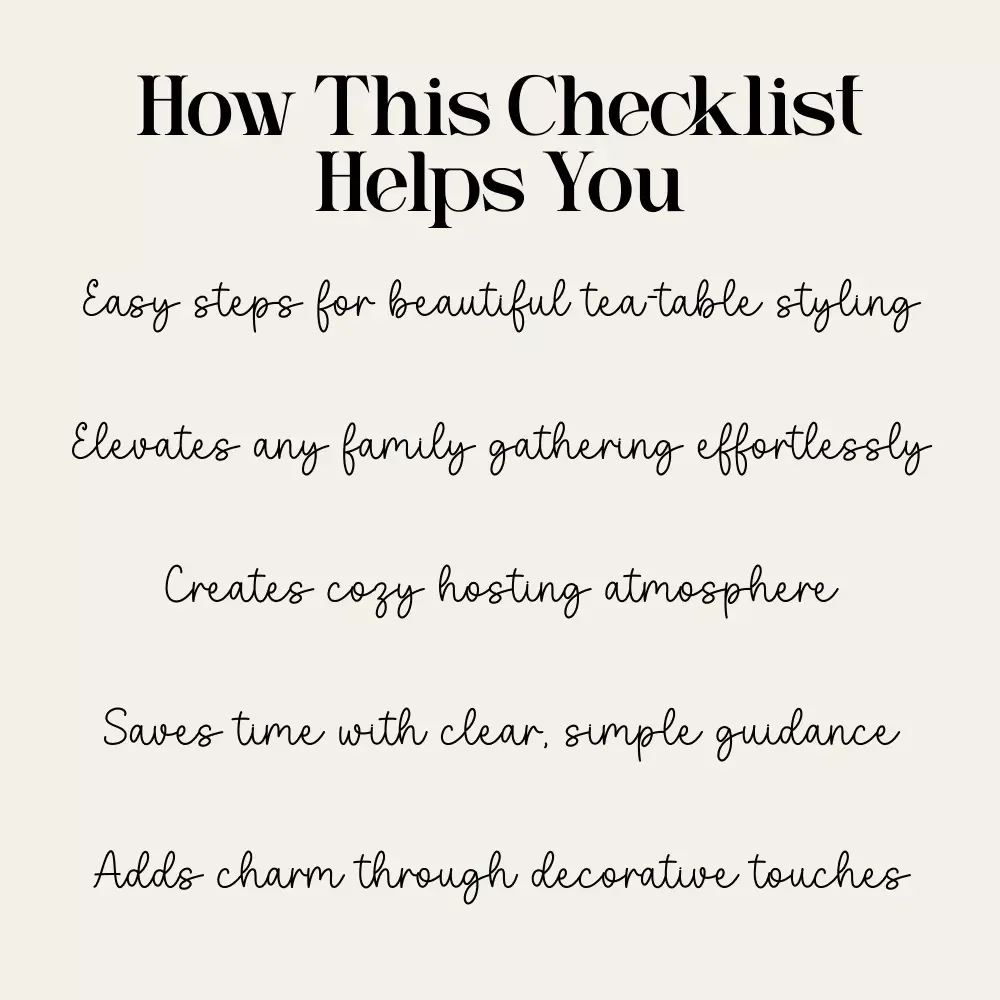The Perfect Cozy Tea Table for a Family Gathering – Printable Guide, Digital Download Checklist, Tea Party Decor Inspiration, Hosting & Styling Tips