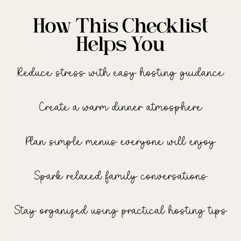 Hosting a Relaxed Family Dinner | Cozy Dinner Checklist, Family Gathering Planner, Stress-Free Hosting eBook, Digital Download for Easy Entertaining