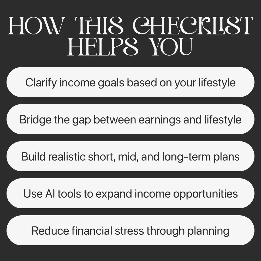 Lifestyle-Aligned Income Goals | Financial Planning Checklist, Income Goal Planner, Digital Download for Freelancers & Entrepreneurs